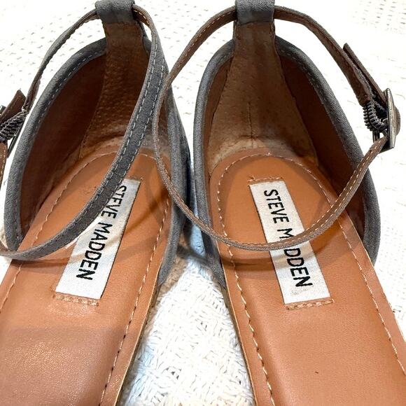 Steve Madden Maia 10 textured fabric ankle strap round toe flats 3075 - Picture 6 of 10